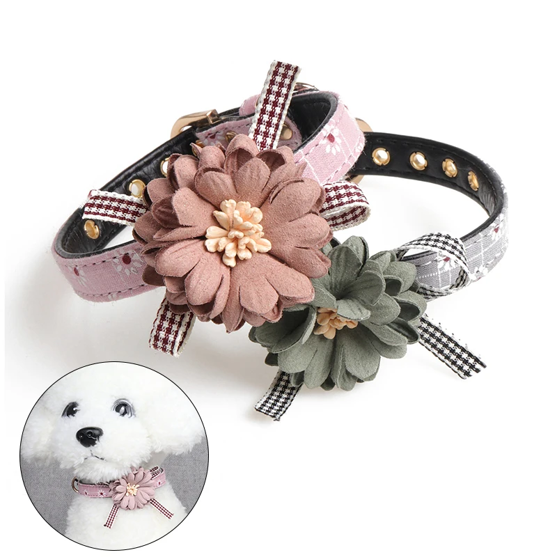 

Pet Neck Ring Floral Fabric Neck Strap Dog Cat Collar Fashion Bow Tie Adjustable Neck Belt For Chihuahua Teddy Cute Pet Supply