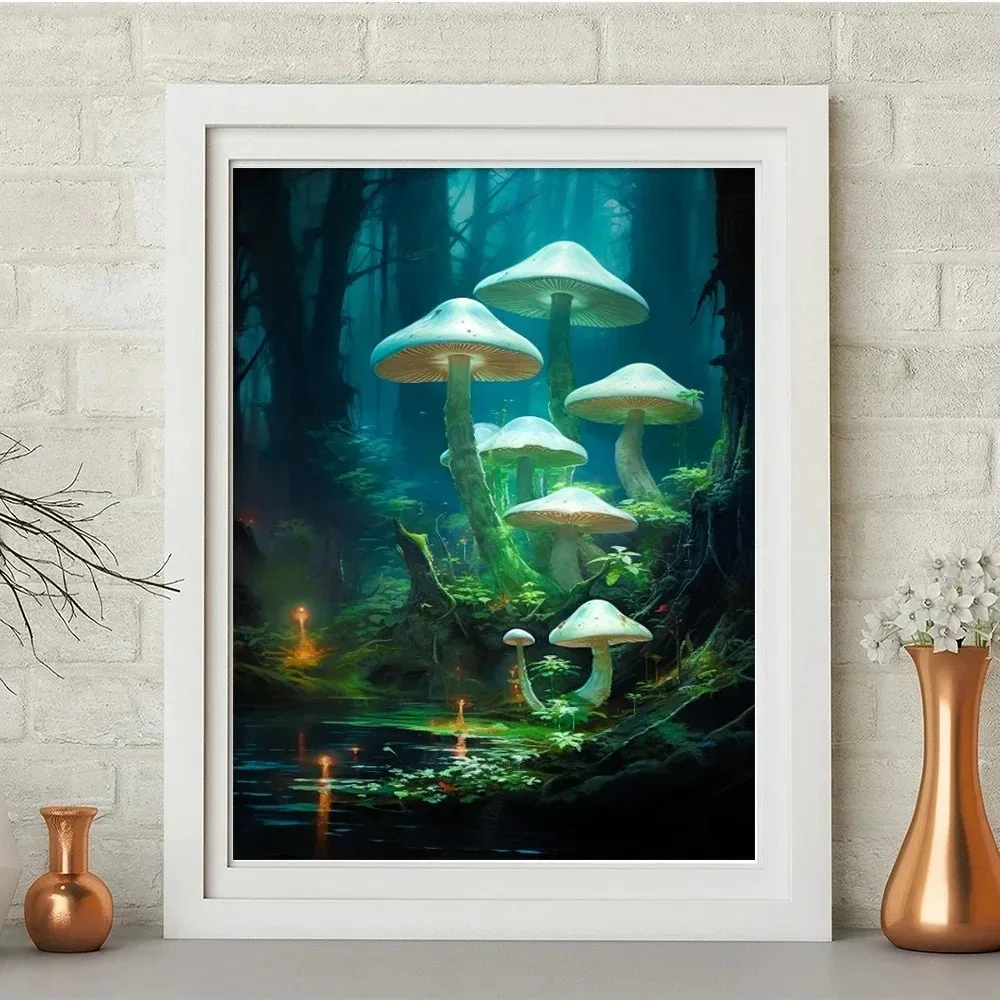 Классическая картина распылением на холсте сказочного пейзажа с волшебными