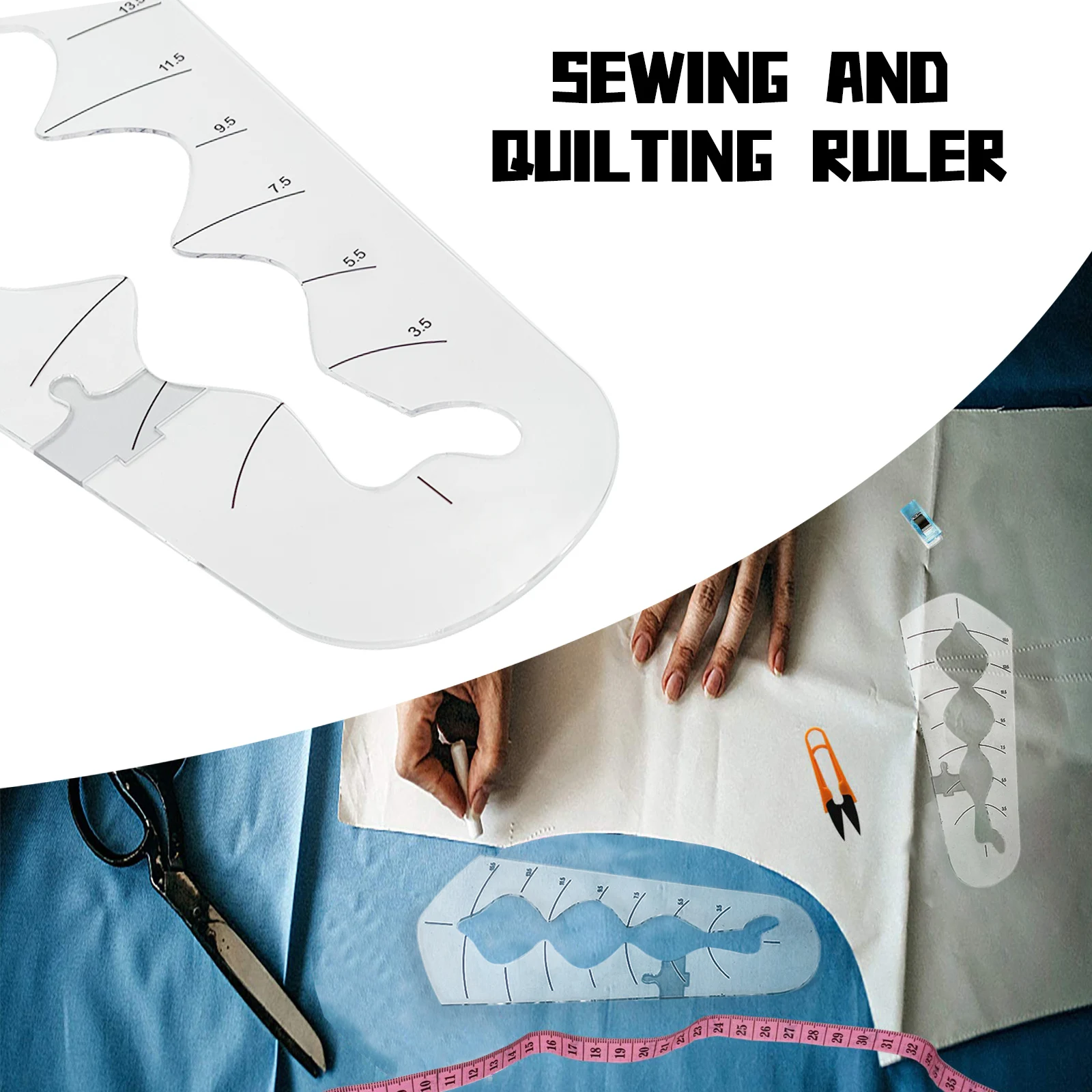

Clear Acrylic Sewing Patchwork Ruler Creative DIY Crafts Pattern Sewing Ruler Durable Transparent for Home Quilt Processing HY99