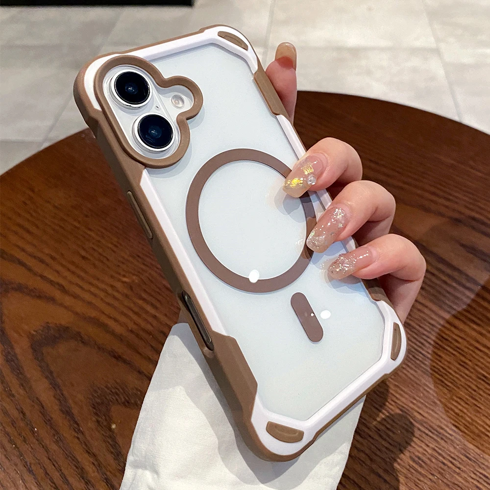 Чехол для зарядки телефона Desert Titanium Gold Armor Magsafe iPhone 16 15 14 13 12 11 Pro Max Plus прочная