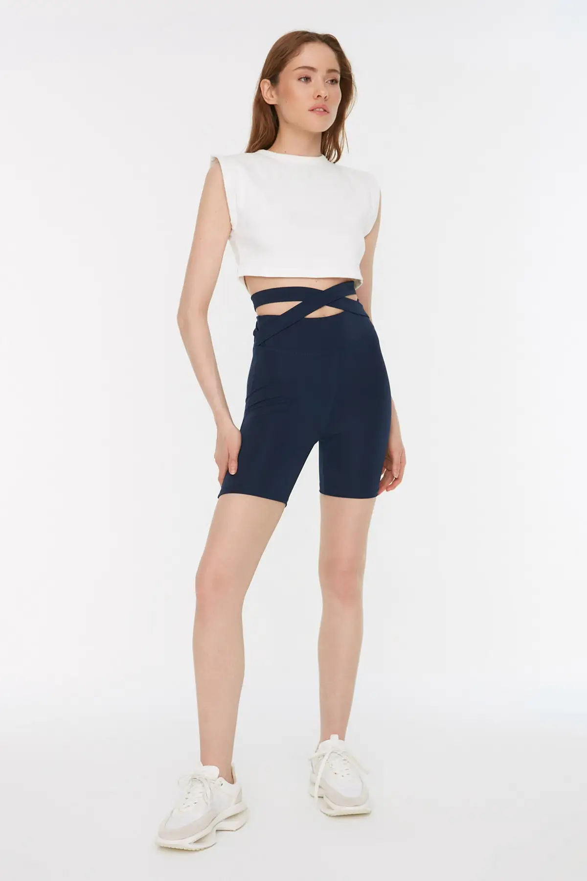 Navy blue waist detailed collection biker sports tight ball trend fashion pretty and cheap for women 217088577