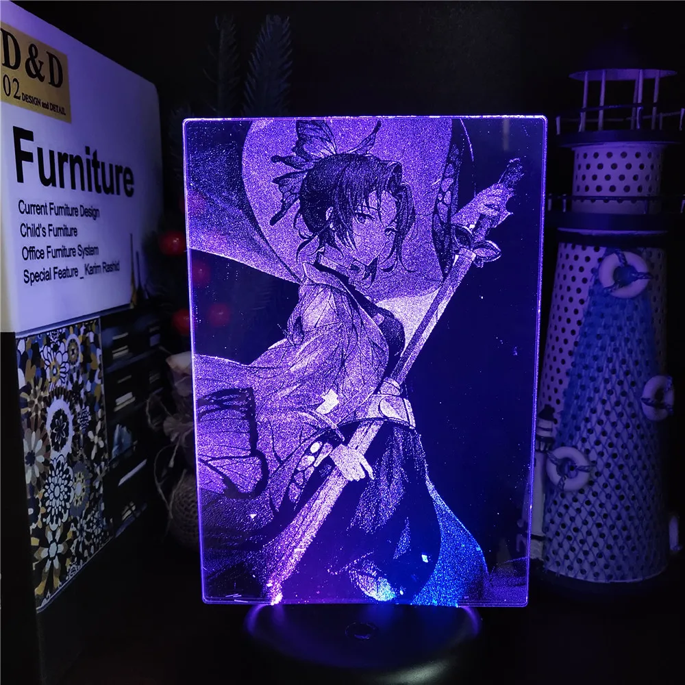 

Demon Slayer Kochou Shinobu Anime 3d LED Night Light Colorful Table Desk Lighting Illuminator Kimetsu no yaiba Lampara Xmas Gift