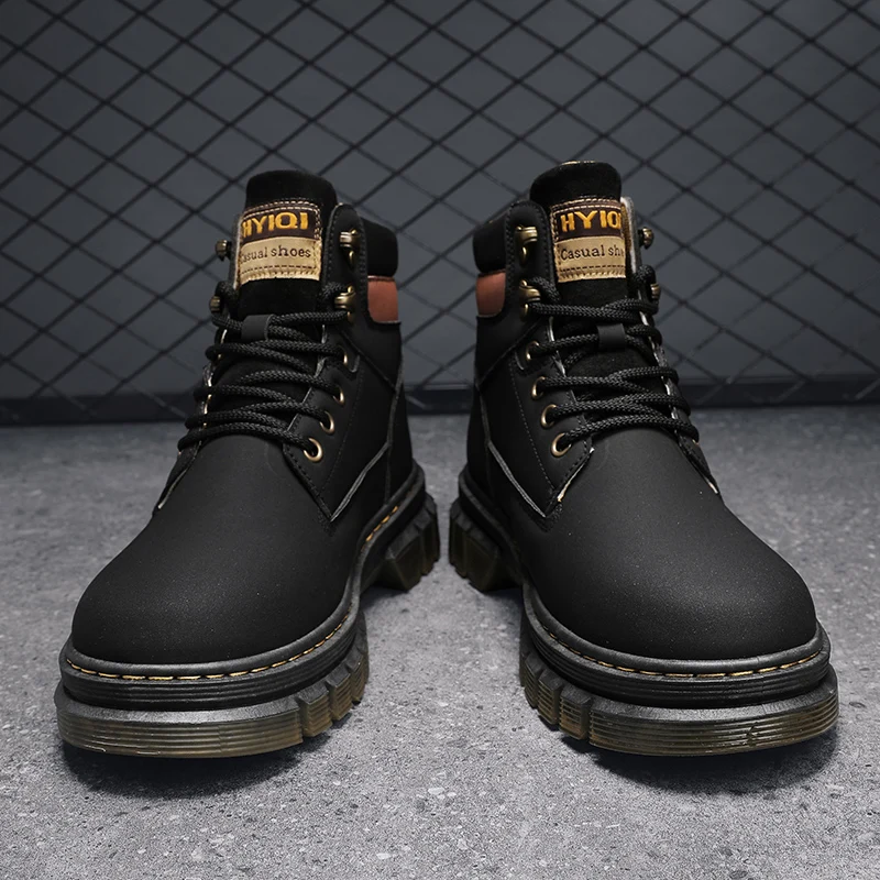 Classic Men Boot Ankle Platform Non-slip Cowboy Boots Outdoor Work Safety Shoes Motocycle Tactical Military Boot New 2021 Autumn