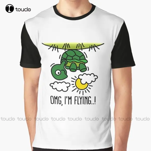

Omg I'M Flying! - Turtle Graphic T-Shirt Cotton Shirts For Men Digital Printing Tee Shirts Christmas Gift New Popular Xxs-5Xl