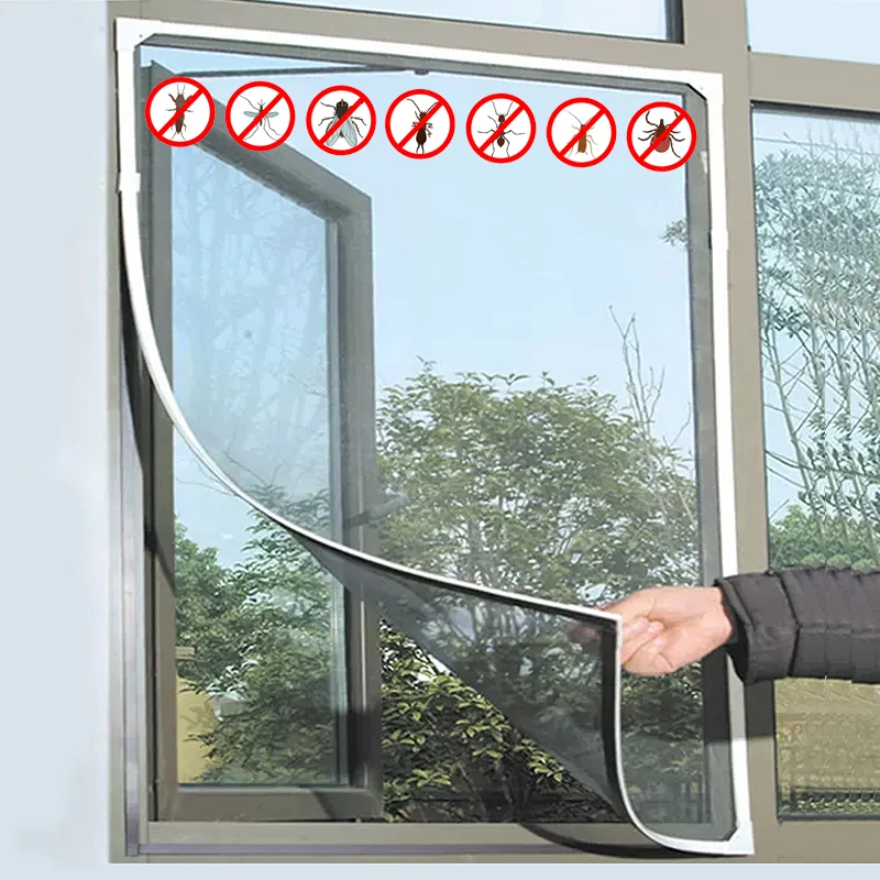 

Magnetic screen door curtains Mosquito nets for windows Tulle window net summer invisible customizableDIY window screen mosquito