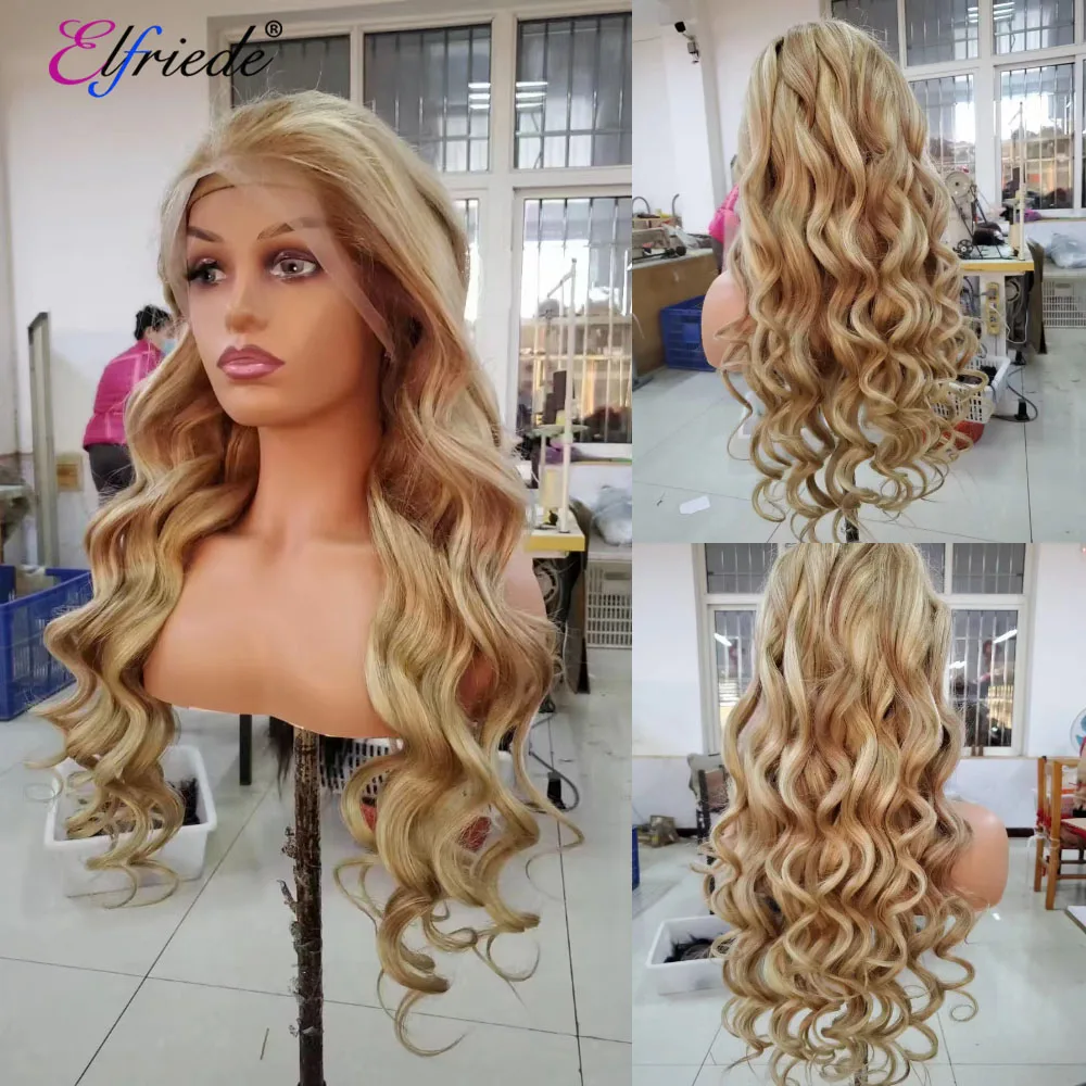 Elfriede # P27/613 свободные волнистые волосы парики для женщин парик на сетке 4x4