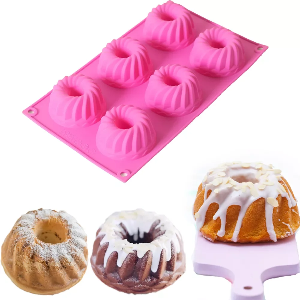 

New in Cavity Swirl Shaped Silicone Chiffon Cake Mold Baking Form Pudding Fondant Jelly Chocolate Mousse Mould Baking Pastry Too
