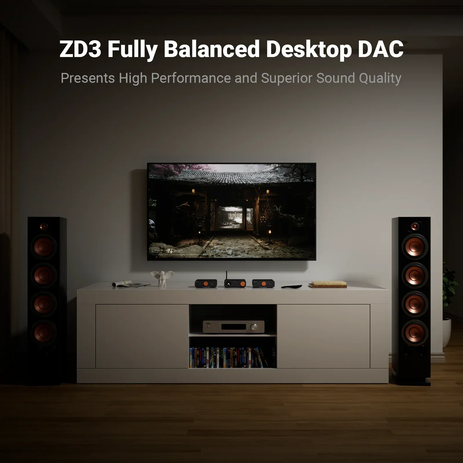 Фото Fosi Audio ZD3 Blue: Полностью симметричный настольный ЦАП с дистанционным управлением, входом USB ARC, стереоусилителем ES9039Q2M, металлический корпус №4