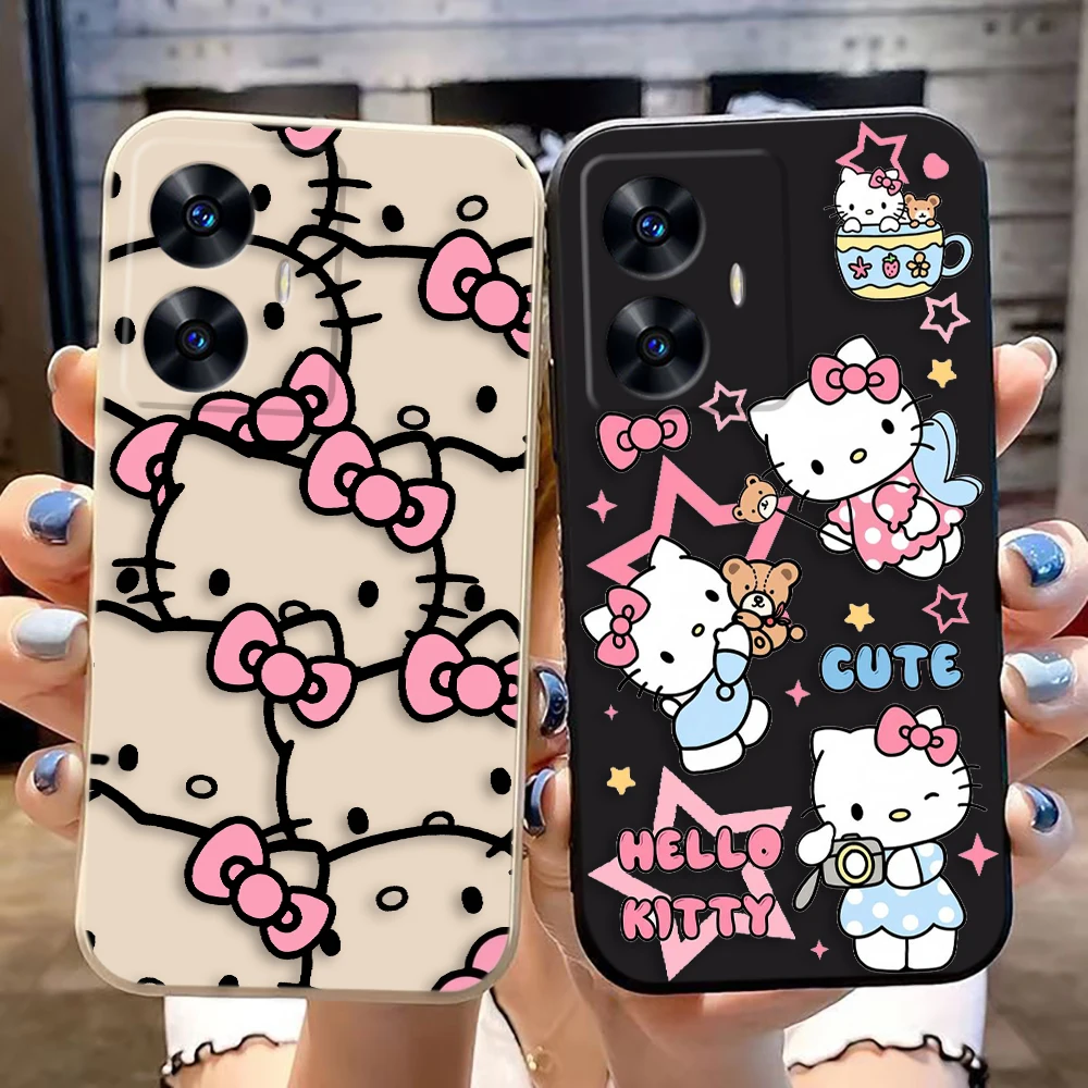 Розовый чехол для телефона Hello Kitty Kawaii Cat Realme C65 C63 C53 C35 C55 C33 C30 C21Y C20 C12 C11 GT 2 XT NARAO 20 30 50