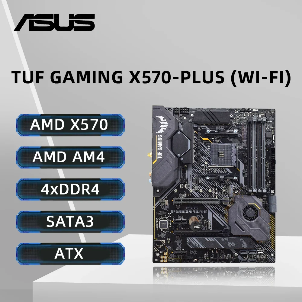 Материнская плата ASUS AMD X570 TUF GAMING X570-PLUS (WI-FI) AM4 поддержка разъема 5500 5600 5700X 5800X3D