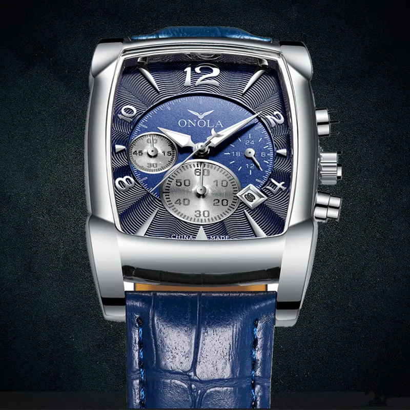 

Часы мужские кварцевые с хронографом, модные деловые многофункциональные спортивные водонепроницаемые, в винном корпусе