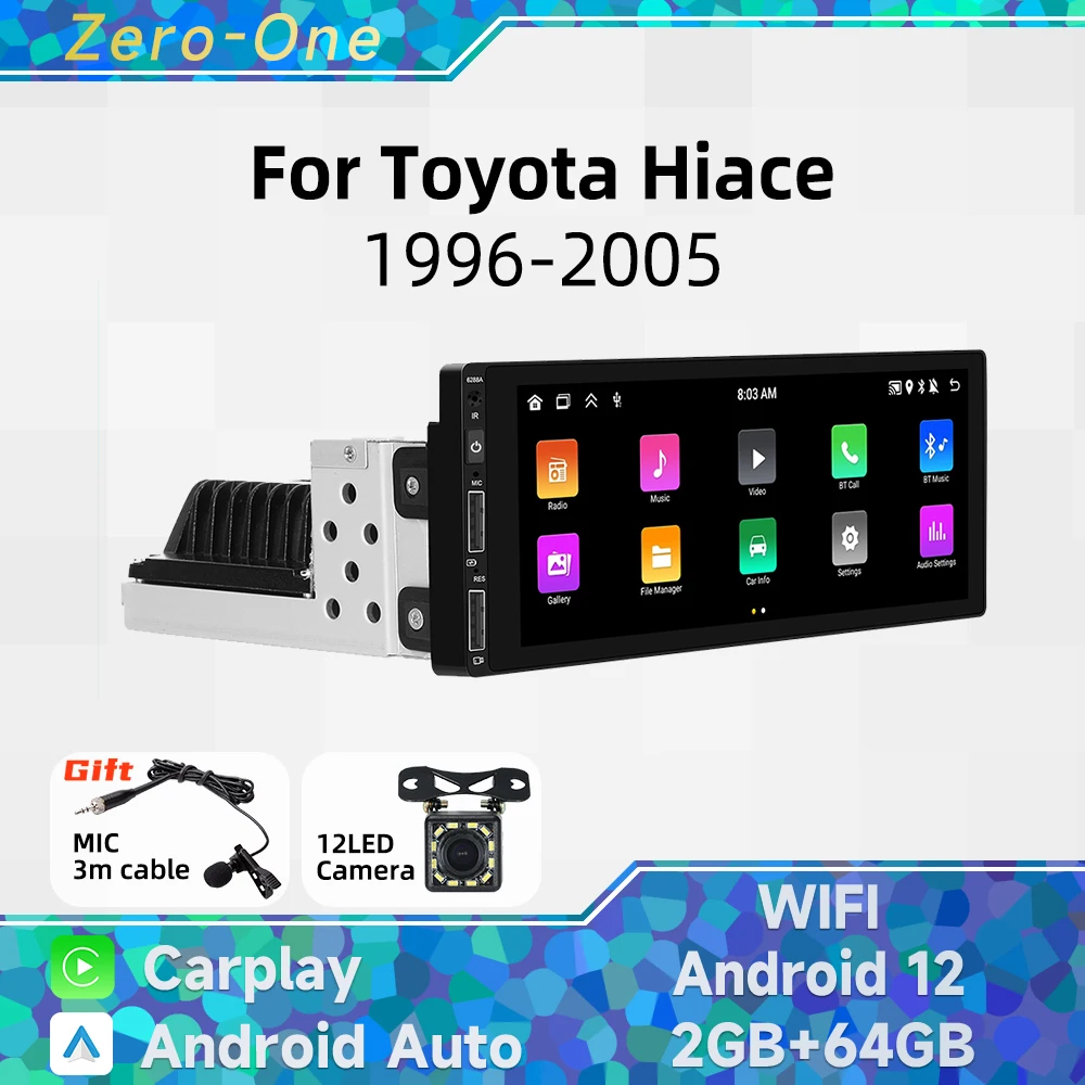 1 Din радио Android автомобильный мультимедиа для Toyota Hiace 1996-2005 6 9-дюймовый экран стерео