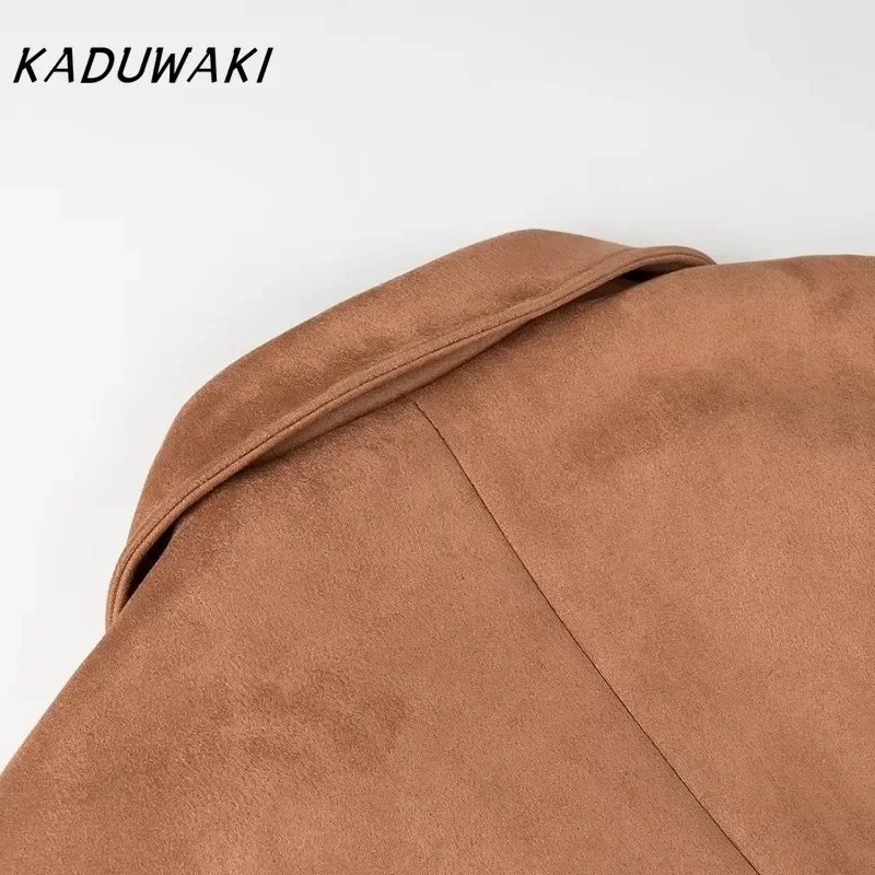 KADUWAKI повседневный твидовый плащ с лацканами и длинными рукавами осенние