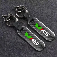 new fashion car carbon fiber leather rope keychain key ring for skoda octavia virs rs iv car accessories