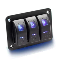 3-Gang Rocker Switch Panel 5-Pin On Off Toggle Switch Aluminum Holder 12V 24V Dash Pre-Wired Red Backlit Switches
