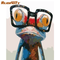 ruopoty coloring by numbers frog drawing on canvas handpainted art gift diy painting by numbers animals kits home decor