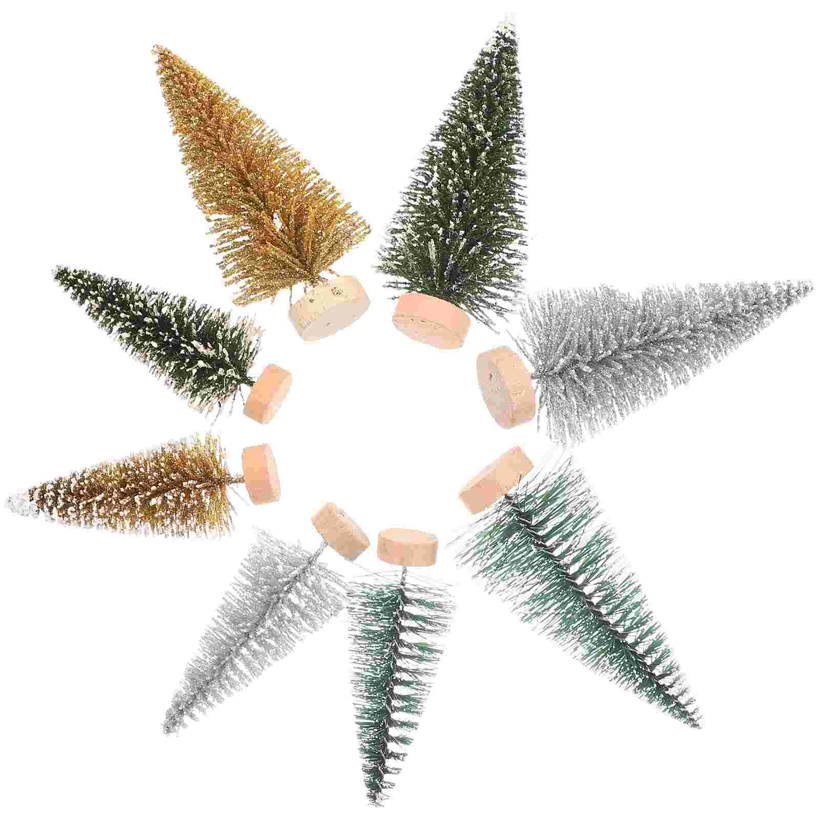 

Christmas Trees Mini Treeartificialsisal Snow Ornaments Pine Tabletop Decoration Desktop Miniature Basefor Decorated Table