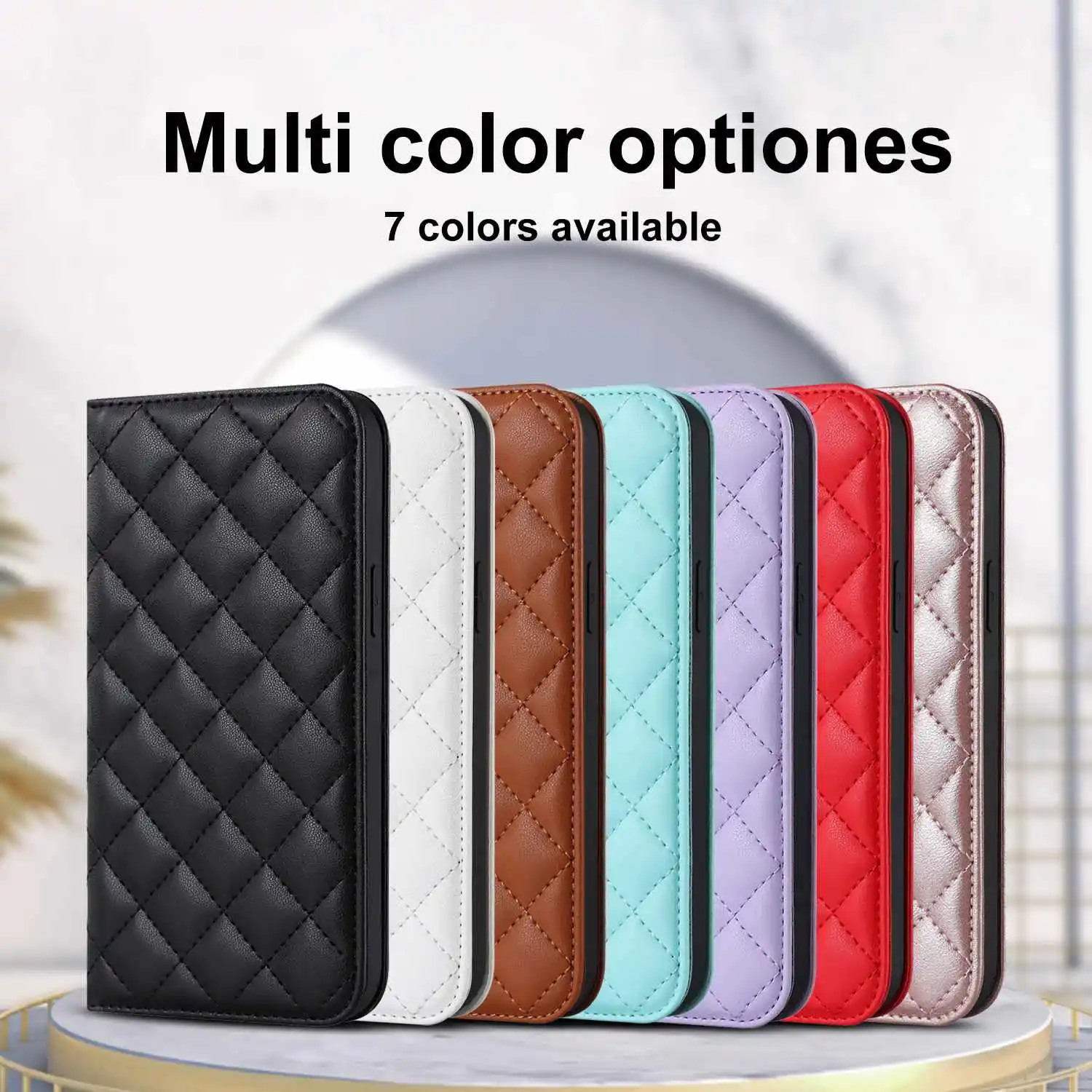 Leather Magnetic Flip Wallet Case For Iphone 14 14promax 13 13promax 12 Pro Max Wireless Charging Handmade PU+TPU Phone Cover
