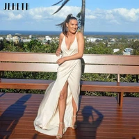 jeheth elegant simple ivory satin pleated evening dresses long %d9%81%d8%b3%d8%a7%d8%aa%d9%8a%d9%86 %d8%a7%d9%84%d8%b3%d9%87%d8%b1%d8%a9 spaghetti strap sexy side slit prom party dresses