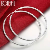 doteffil 925 sterling silver 50mm60mm round circle matte earring woman party gift fashion charm wedding engagement jewelry