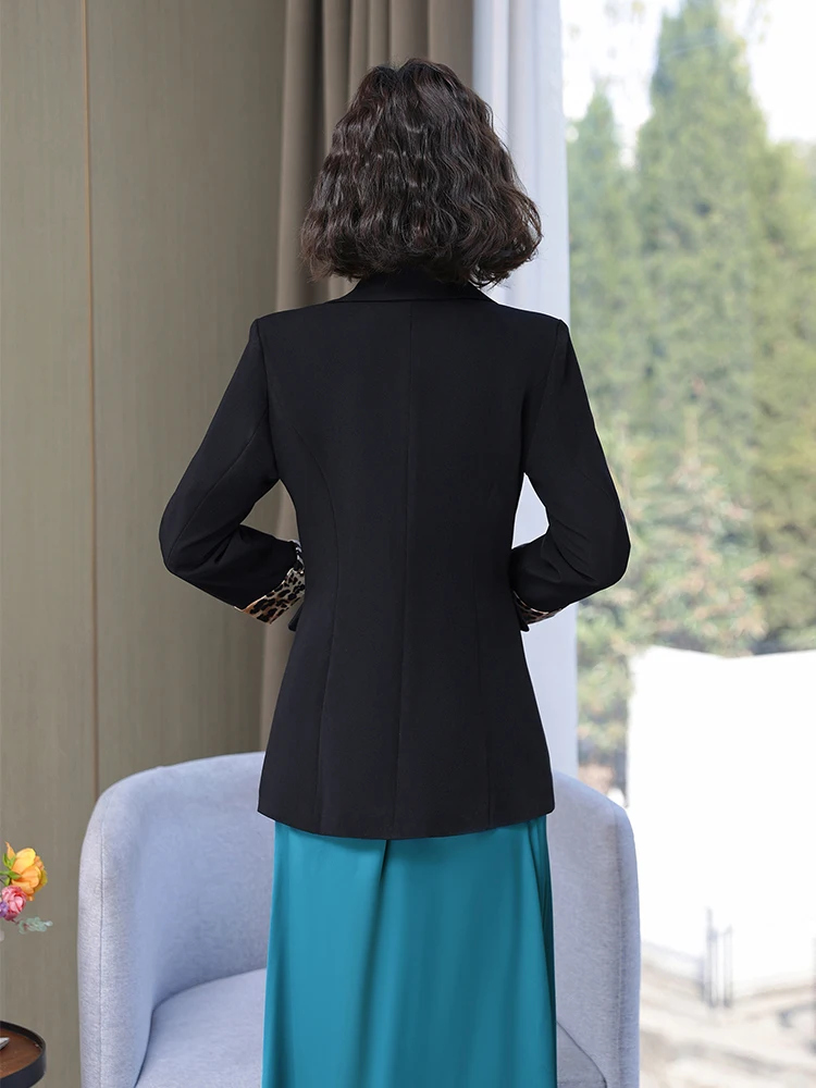 2 шт. Женский Однобортный блейзер с леопардовым принтом |