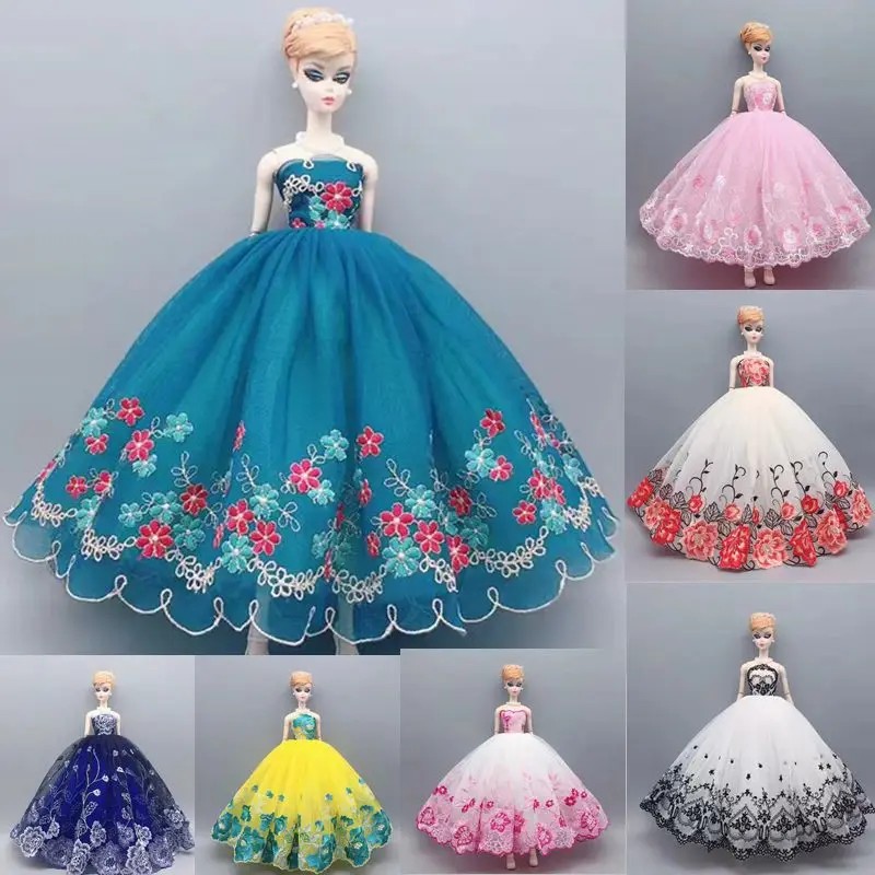 

1/6 BJD Classic Floral Princess Dress For Barbie Doll Clothes Evening Gown Outfits Frock Wedding Vestido 11.5" Dolls Accessories