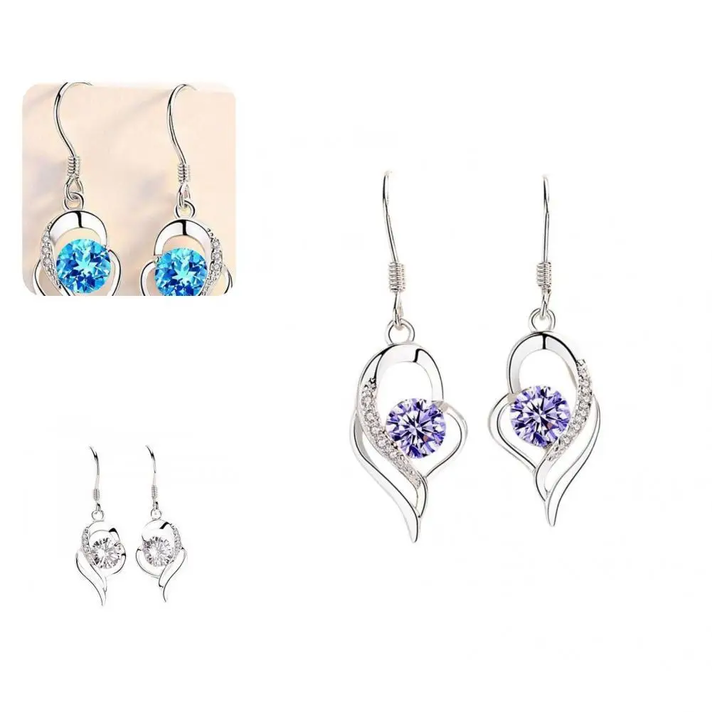 

1 Pair Women Earrings Plated Jewelry Heart Shape Long Lasting Lightweight Dangle Earrings Drop Earrings for Vacation