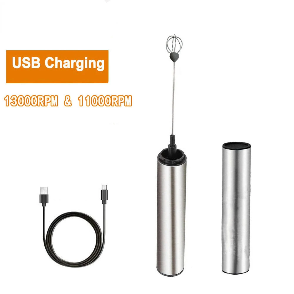 

Milk Frother Mini Portable USB Rechargeable Foam Maker Handheld Foamer High Speeds Drink Mixer Frothing Wand for Coffee