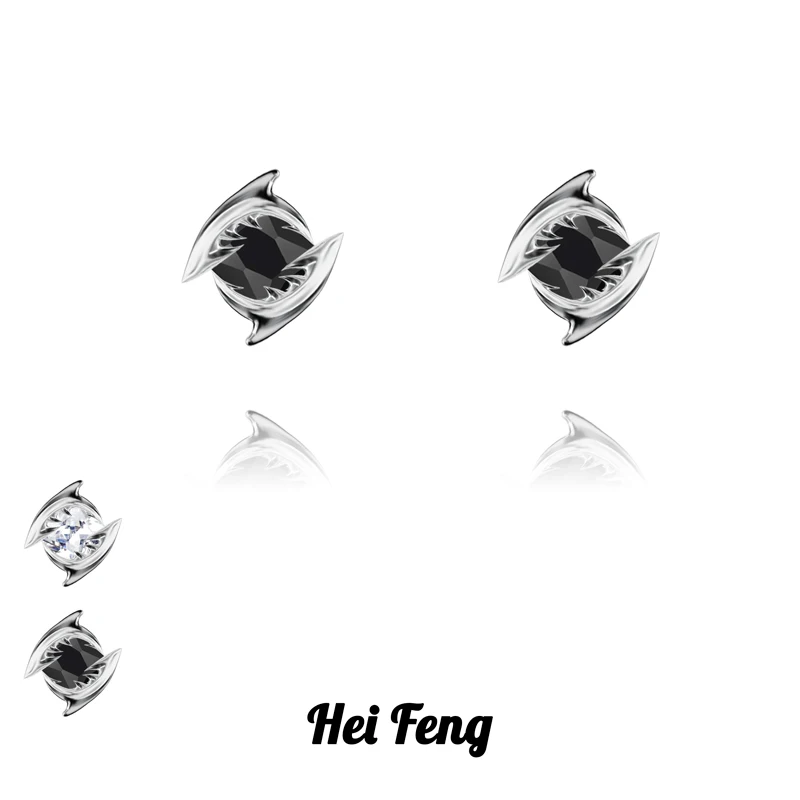 

Модные ювелирные изделия HeiFeng, черные прозрачные циркониевые серьги AAA для мужчин, крутой дизайн в стиле хип-хоп, геометрическое искусство