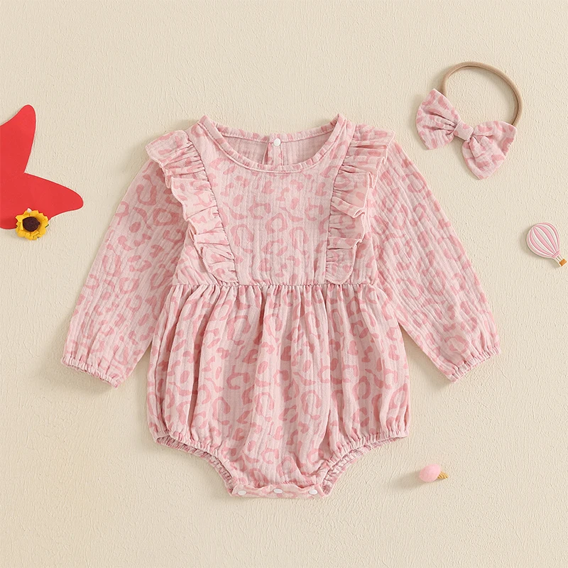 Комбинезон с леопардовым принтом для маленьких девочек комбинезон рюшами и