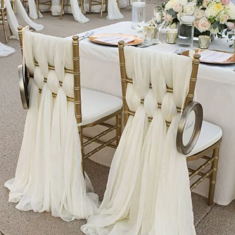 

2pcs/pack 70x300cm Chiavari Chair Chiffon Sashes For Banquet Wedding Party Reception Decorations Northern Europe INS Solid New