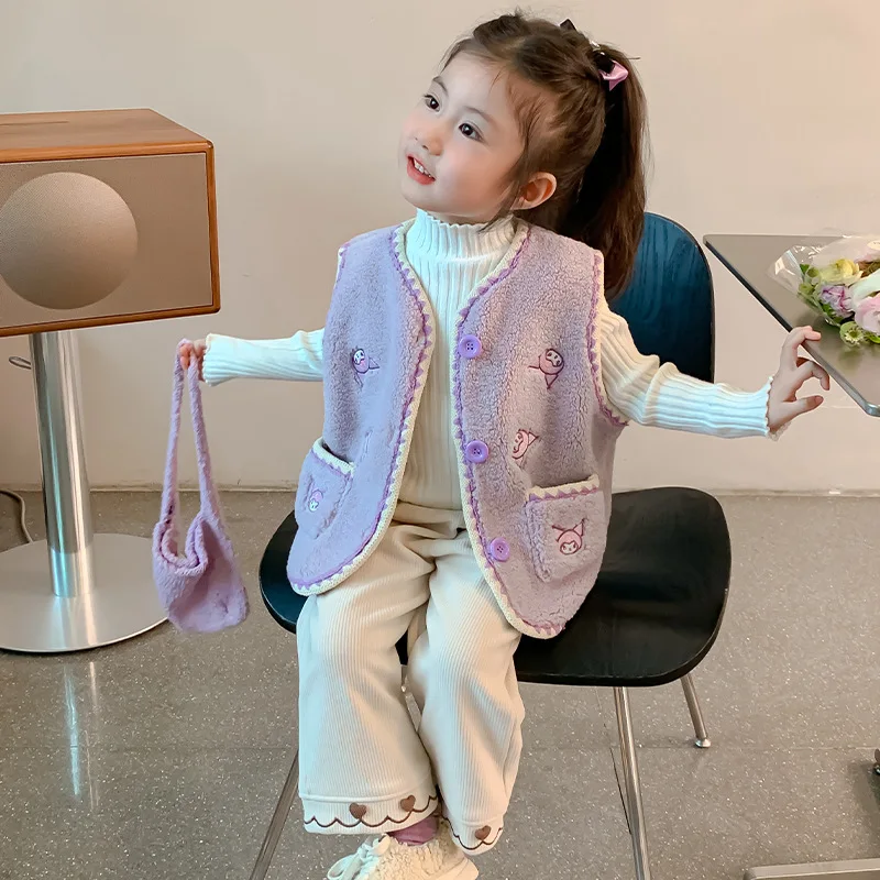 Жилет Sanrios для девочек Kuromi детский осенне-зимний мультяшный аниме-фигурка Kawaii