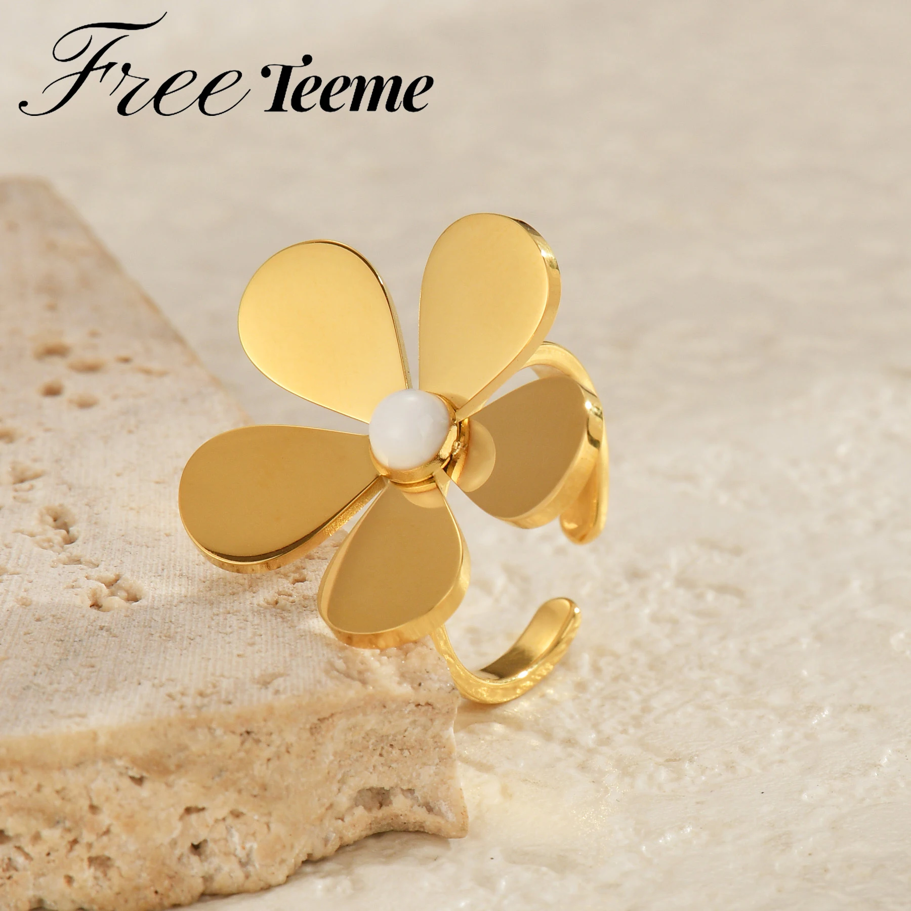 Freeteeme легкие роскошные кольца с пятью лепестками цветов для женщин летние