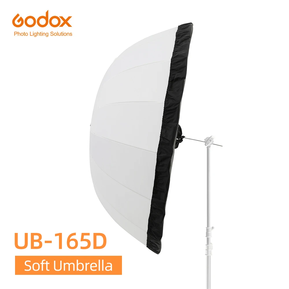 

Godox UB-165D 165 см белый параболический светоотражающий прозрачный мягкий зонт для студийного освещения с черным серебряным покрытием рассеива...
