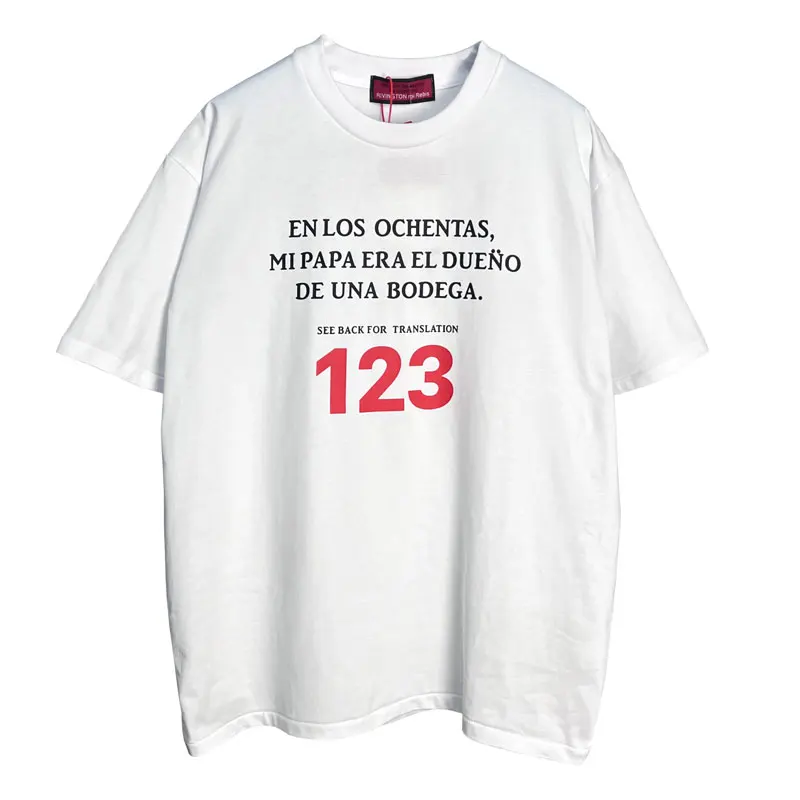 

Japanese Retro Letter RRR123 White Color Short Sleeve Summer Tees for Men and Women Round Neck Oversized Harajuku Loose Tshirts