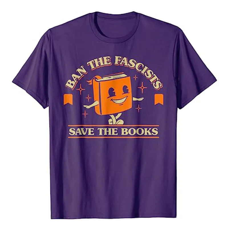 Смешные бан фашисты сохранить книги Винтаж для влюбленные футболки литература