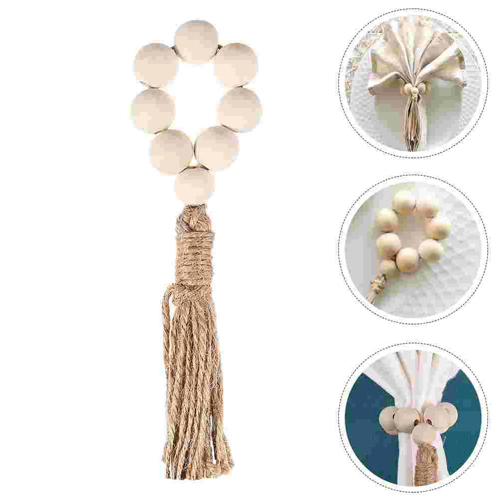 

8pcs Wooden Bead Napkin Rings Holder Weddings Party Home Table Dinner Decor