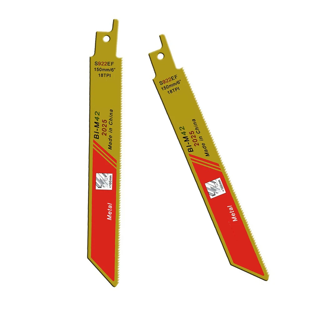 

For Cutting Metal Reciprocating Set Saw Blades 130mm/5.12 150mm/6 2pcs 6 Inch Bi-metal Firm Flexible Gold S922EF