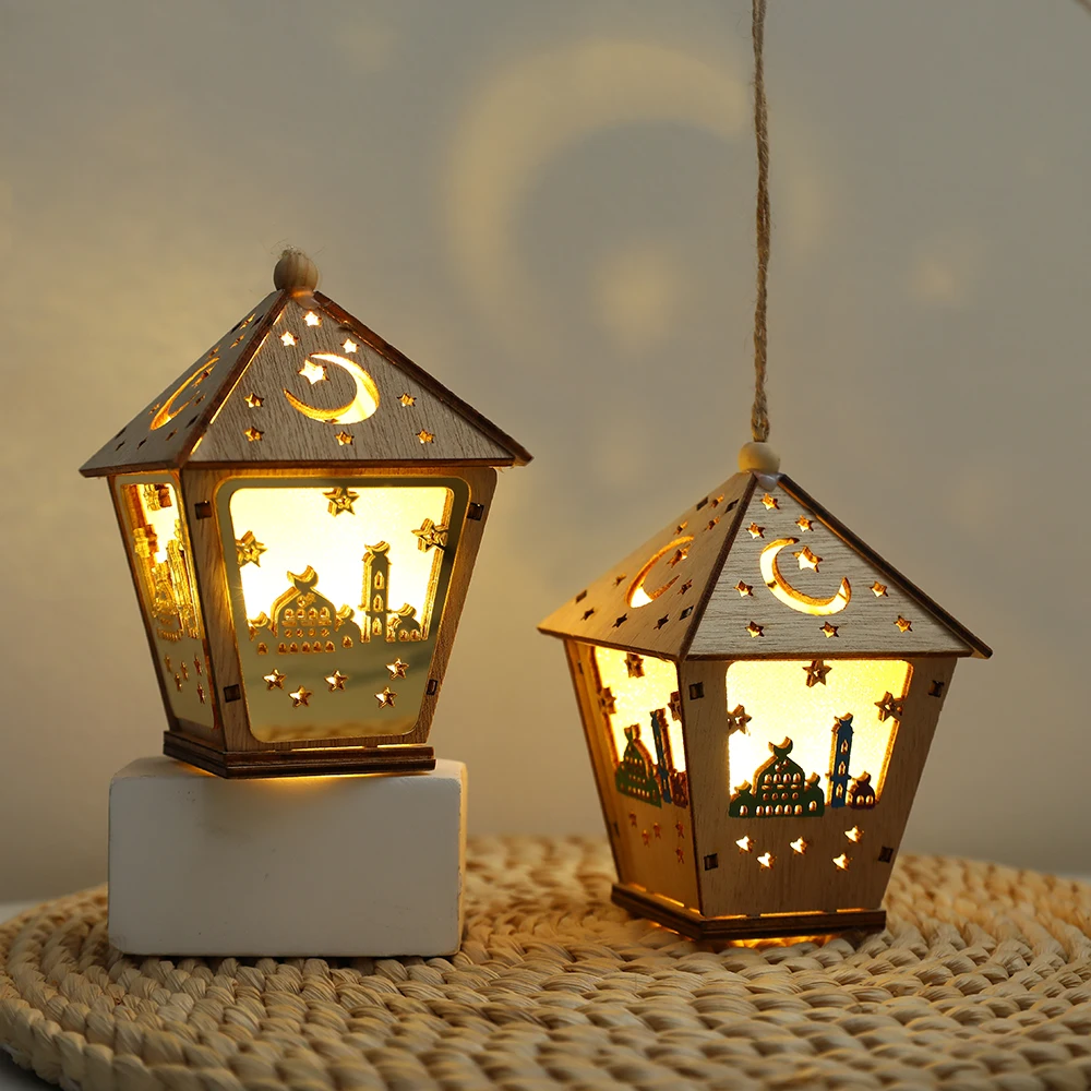 Деревянные висячие огни бревенчатой кабины украшения на Рамадан теплая лампа