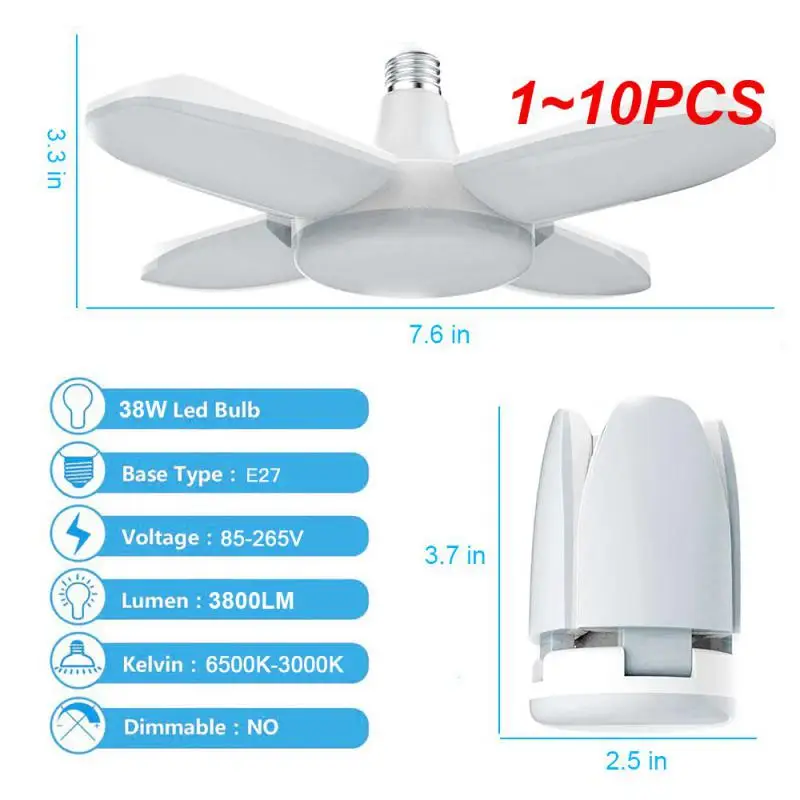 

1 ~ 10 шт., Сверхъяркие лампочки E27, искусственное освещение, искусственное освещение для гаража, 360 градусов, деформируемая Складная Лампа для мастерской