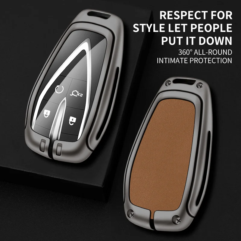 

For Changan CS35Plus CS55Plus CS75Plus 2019-2020 Auto Keyless Protector Shell New Metal Leather Car Remote Key Case Cover Fob