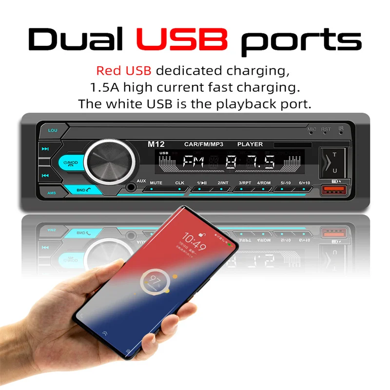 

Car MP3 Player Audio Stereo AUX Input USB/SD Charging Function with Remote Control LED Segment Displays