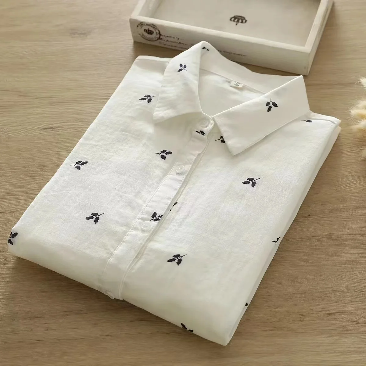 Женская хлопчатобумажная рубашка с длинным рукавом