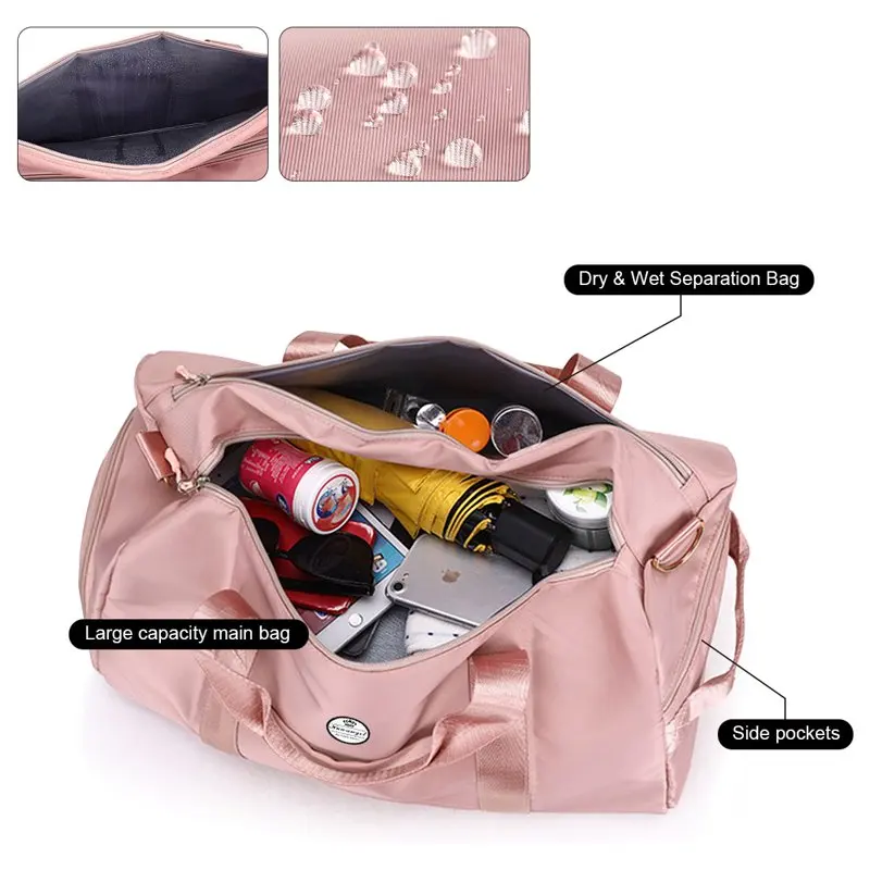 Sports Gym Bag Travel Duffel Bag with Dry Wet Pocket & Shoes Compartment for Women and Men