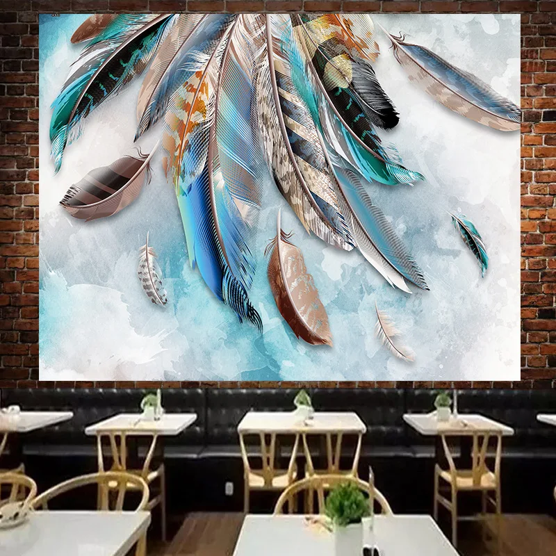 

Boho Feather Pattern Tapestry Home Decor Polyester Wall Hanging Art Mandala Carpet Blanket Beach Towel Bedroom Wall Tapestry