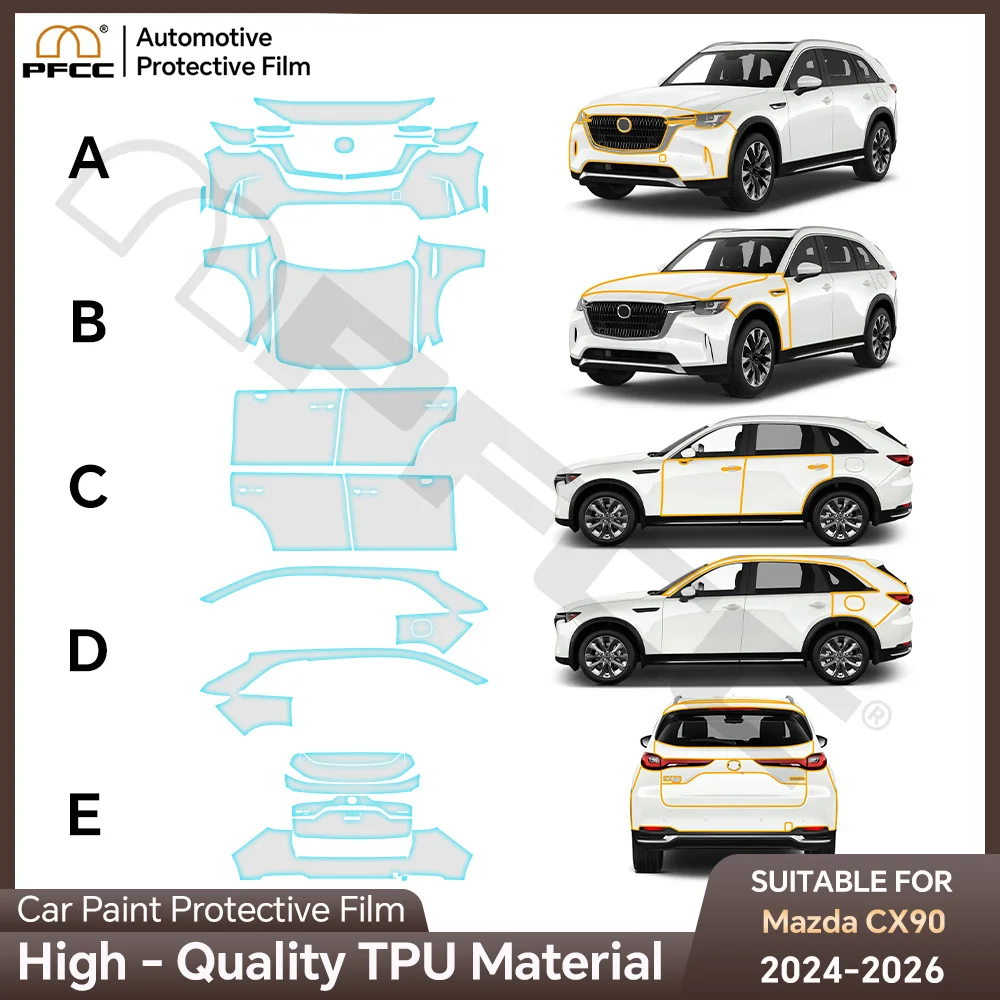 Фото Защитная пленка из ТПУ 9 мил для Mazda CX-90 CX90 2024-2026, антицарапийная, предварительно вырезанная, прозрачная, самовосстанавливающаяся, для защиты лакокрасочного покрытия автомобиля №1