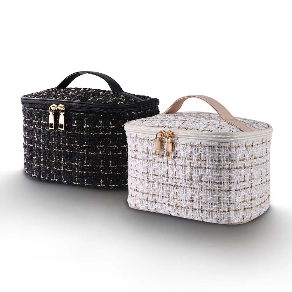 Клетчатая портативная косметичка большой вместимости многофункциональная