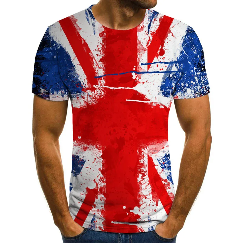 

Union Jack Print Streetwear Men Ladies 3D Flag Print Short Sleeve T Shirt Fashion Hip Hop Oversized Top Summer New
