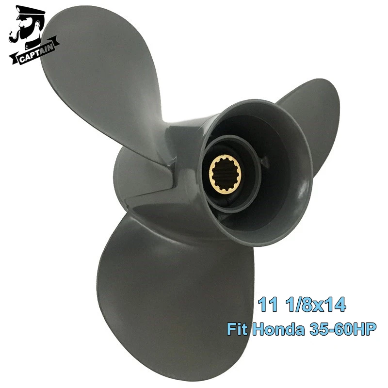 Captain Boat Propeller 11 1/8X14 Fit Honda Outboard Engine 40HP BF35A BF45A BF50D BF60A 13 Tooth Spline Aluminum 59130-ZV5-014AH