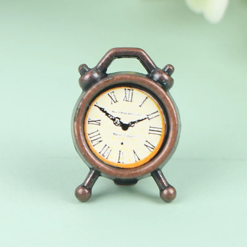 Миниатюрный металлический будильник для кукольного домика